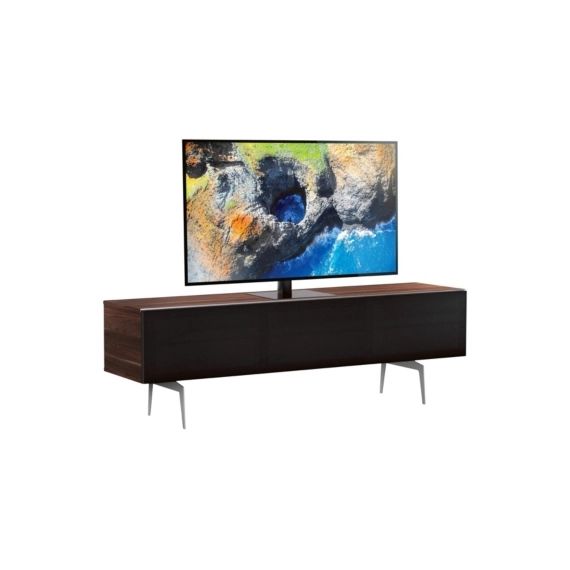 Meuble TV L.160 cm CANBERRA Bois foncé/noir