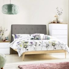 Tete de lit scandinave capitonnée Alta 140 cm  tissu gris clair