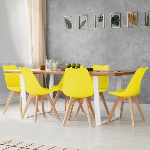 Lot de 6 chaises SARA jaunes pour salle à manger
