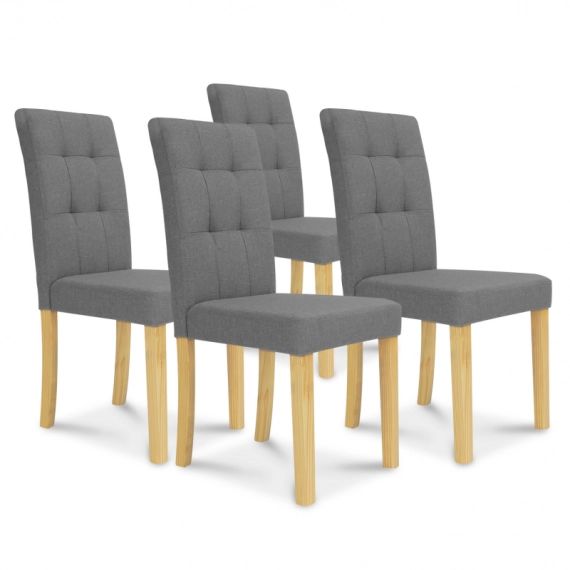 Lot de 4 chaises Polga capitonnées grises pour salle à manger