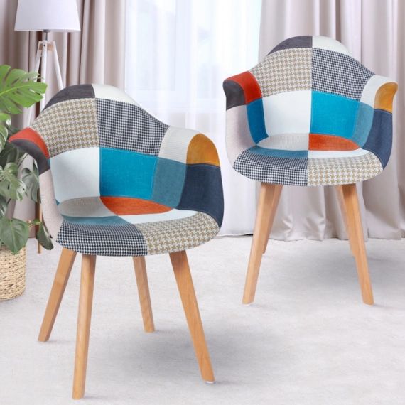 Lot de 2 fauteuils motifs patchworks multi-couleurs