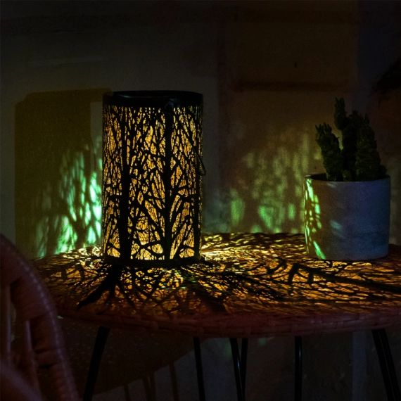 Lanterne solaire à LED motifs arbres à poser ou suspendre