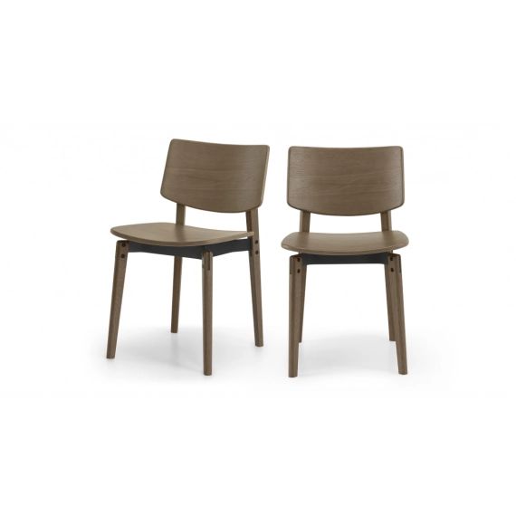 Mellor, lot de 2 chaises, chêne teinté foncé et gris charbon texturé
