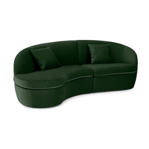 Reisa, canapé d’angle avec méridienne à gauche, velours vert sapin