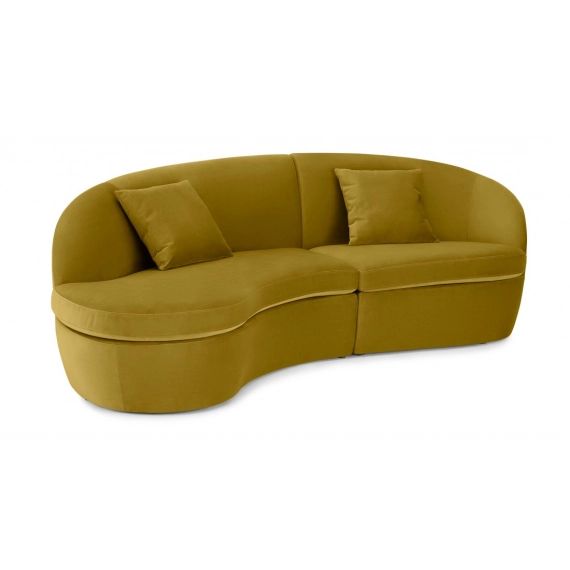 Reisa, canapé d’angle avec méridienne à gauche, velours doré vintage