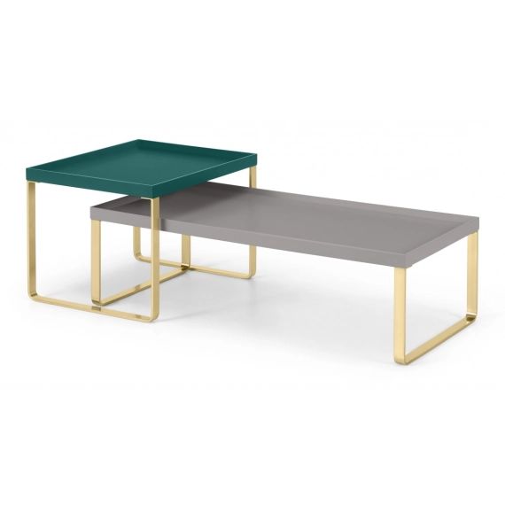 Lenny, tables basses gigognes, fini gris et laiton Mr Scandinave