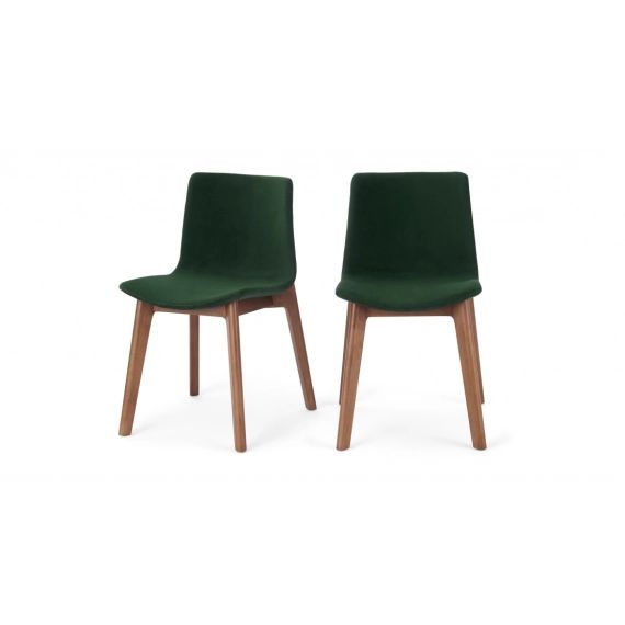 Perl, lot de 2 chaises, velours vert sapin