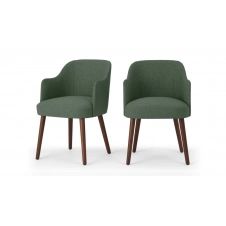 Swinton, lot de 2 chaises à accoudoirs, vert Darby et bois teinté noyer