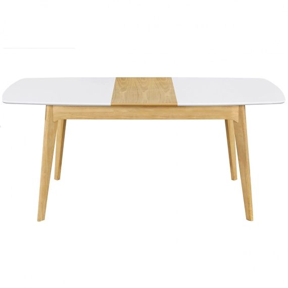 Table extensible scandinave blanc et bois L140-180 cm MEENA