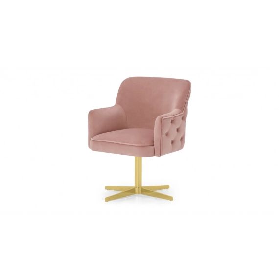 Upton, chaise de bureau, velours rose vintage et pieds fini laiton