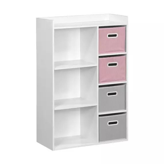 Meuble rangement enfant 2 paniers roses  l  sweeek