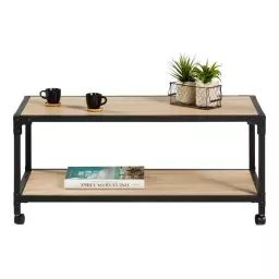Table basse rectangle MAELIE industrielle Chêne/noir