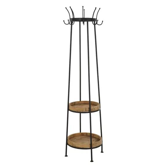 Porte-manteau en métal noir et manguier