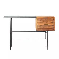 Bureau en fer et bois en noir et marron 120x45x78