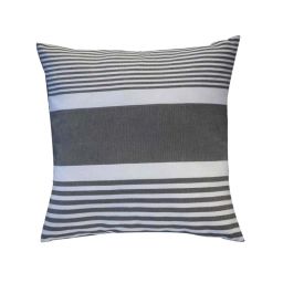 CARTHAGE – Housse de coussin coton anthracite rayures blanches 40 x 40