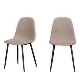 Stockholm – Lot de 2 chaises en tissu et métal – Couleur – Taupe