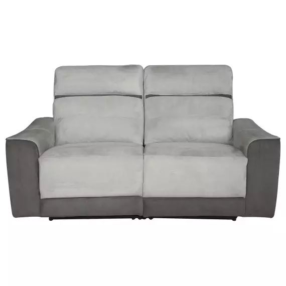 Canapé droit relaxation électrique  2 places en tissu NIGHT gris clair/gris foncé
