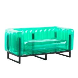 Canapé cadre aluminium assise thermoplastique vert crystal