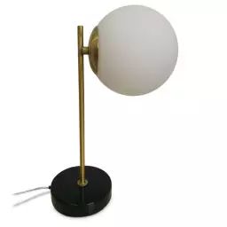 Lampe à poser globe et marbre noir