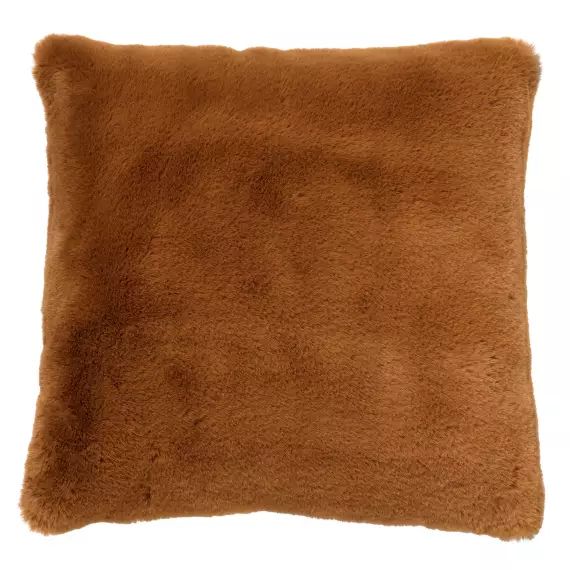 Housse de coussin marron fausse fourrure-60×60 cm uni