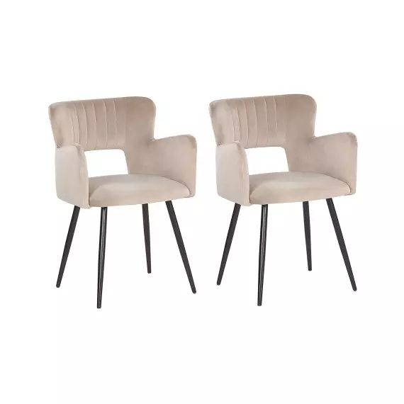 Lot de 2 chaises de salle à manger en velours taupe