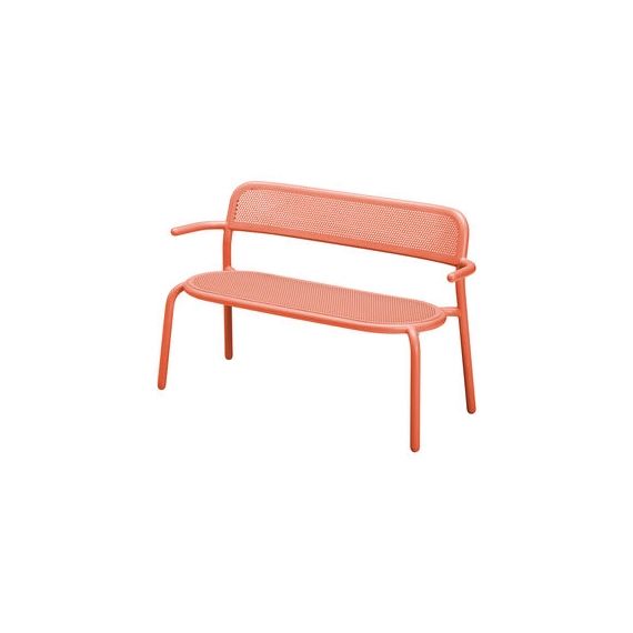 Banc avec dossier Toní en Métal, Aluminium peinture poudre – Couleur Orange – 127 x 53.5 x 77.5 cm – Designer Erik  Stehmann