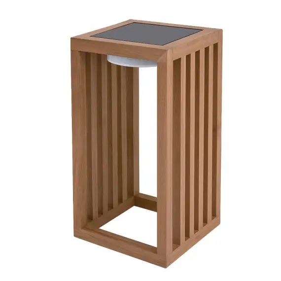 Lanterne solaire décorative Bois naturel Bois clairH30cm