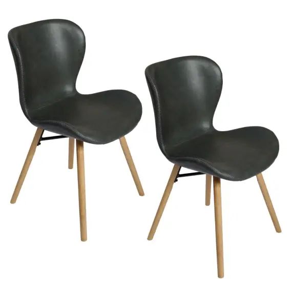 Chaises simili et bois (lot de 2)
