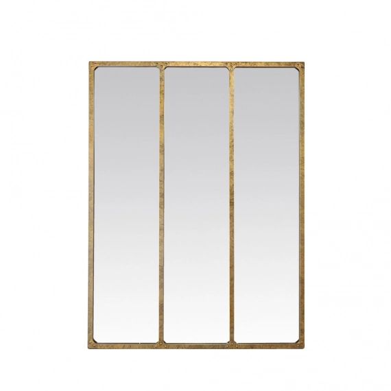 Miroir verrière style industriel 90×120 or