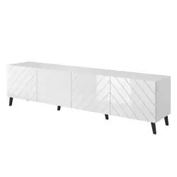 Meuble TV style contemporain 200 cm blanc