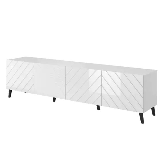 Meuble TV style contemporain 200 cm blanc