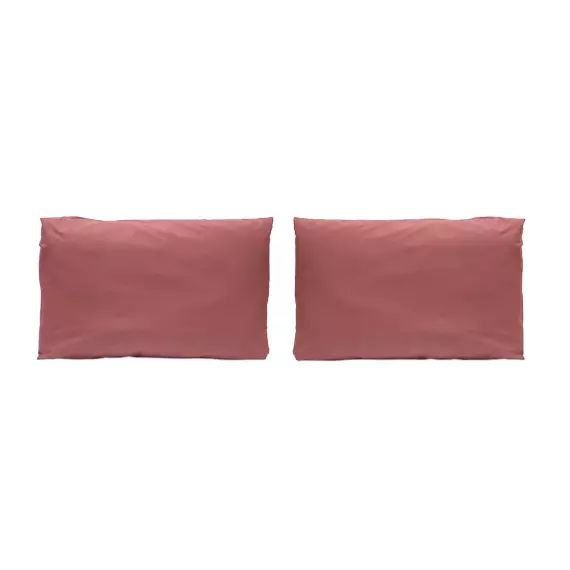 2 Taies d’oreiller en percale de coton 50×75  cm rose foncé