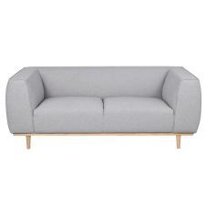 Canapé design 2 places en tissu gris chiné et hêtre massif MORRIS