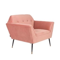 Fauteuil lounge velours rose