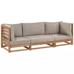 Canapé de jardin en bois solide bois clair 3 Personnes