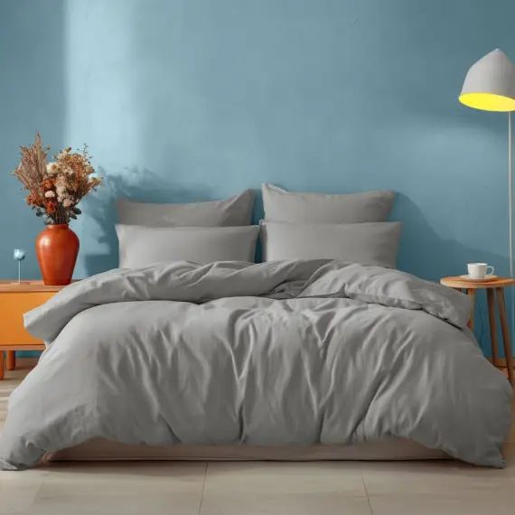 Housse de couette en coton  gris perle 260×240 cm