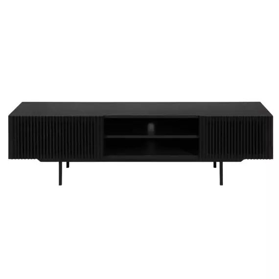 Meuble tv moderne design plaqué chêne 180cm piètement métal noir Mojo