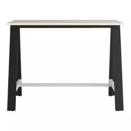 NUMA Table haute 140×80 cm BUT PRO blanc / pieds métal noir