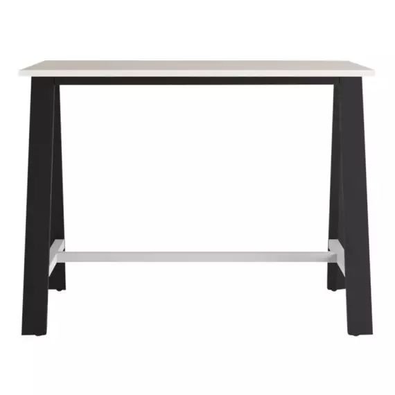 NUMA Table haute 140×80 cm BUT PRO blanc / pieds métal noir