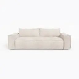 Canapé convertible express dunlopillo velours côtelé crème 140cm