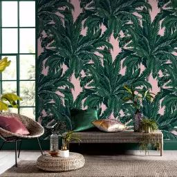 papier peint daintree palmiers rose vert 1005x52cm