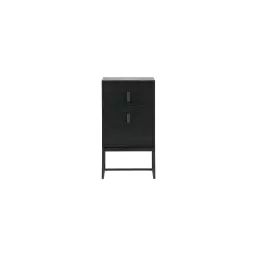 Table de chevet 2 tiroirs en bois et métal noir