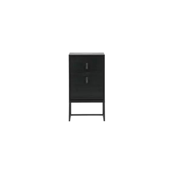 Table de chevet 2 tiroirs en bois et métal noir