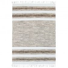 Tapis 100% coton lignes sable-blanc 120×170