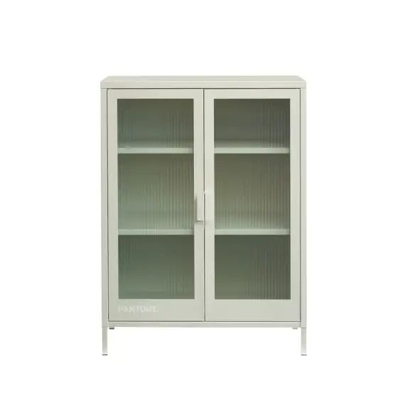 Buffet  beige sable portes en verre cannelé