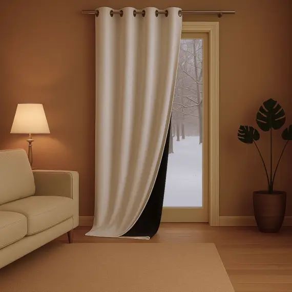 Rideau thermique aspect velours 140x260cm Naturel