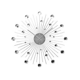 Horloge ronde en métal sunburst 50 cm chrome
