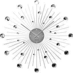 Horloge ronde en métal sunburst 50 cm chrome