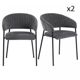 Lot de 2 chaises contemporaines en tissu gris