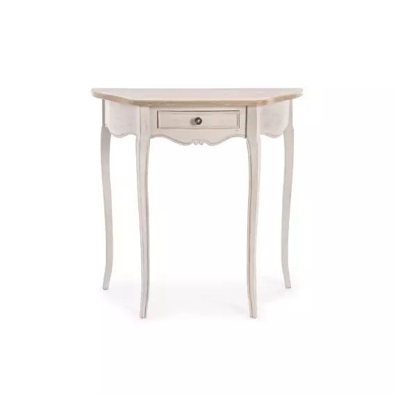 Console demi lune 1 tiroir en bois